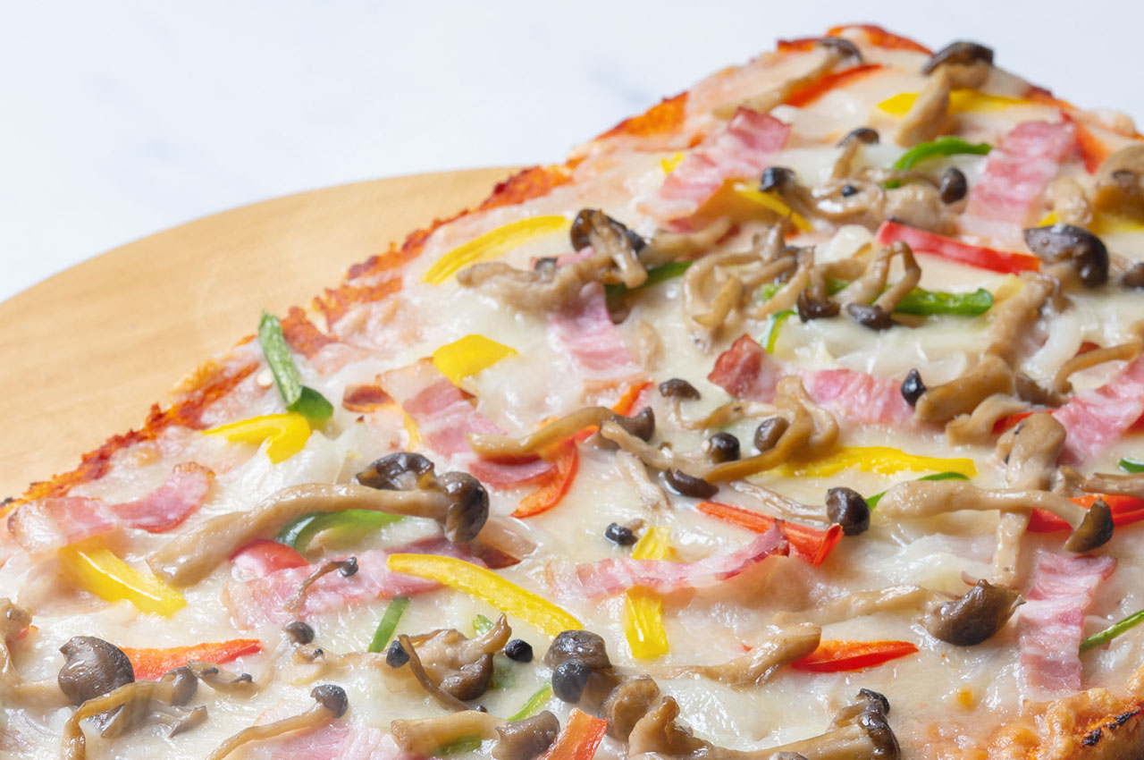 Homemade Focaccia Mushrooms Tomatoes Bacon Okinawa Japan